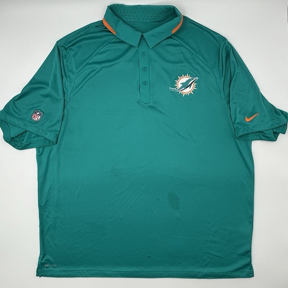 Nike Other - Nike Miami Dolphins NFL Team Issued Polo 3XL Mike Sherman Dri-Fit Aqua